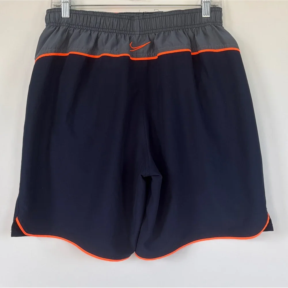 Nike Mens Athletic Shorts Navy Blue Orange Grey Running Training Size L - Picture 2 of 9